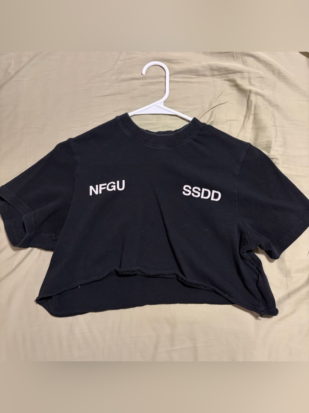 Darc Sport Black Cropped Tee with White Lettering
